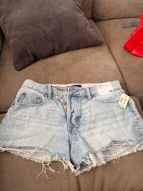 Aeropostale Light Blue Distressed High-Rise Denim Shorts